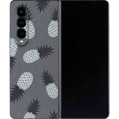 Black and White Pineapples Galaxy Z Fold4 5G Skin